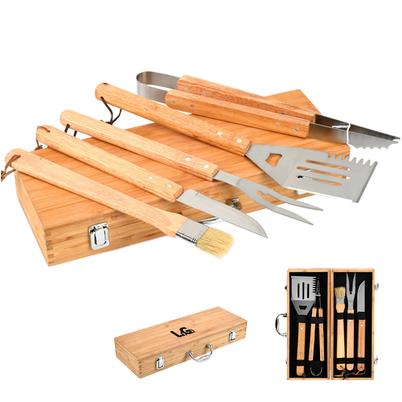 5 Pcs Bamboo Grill Tool Set
