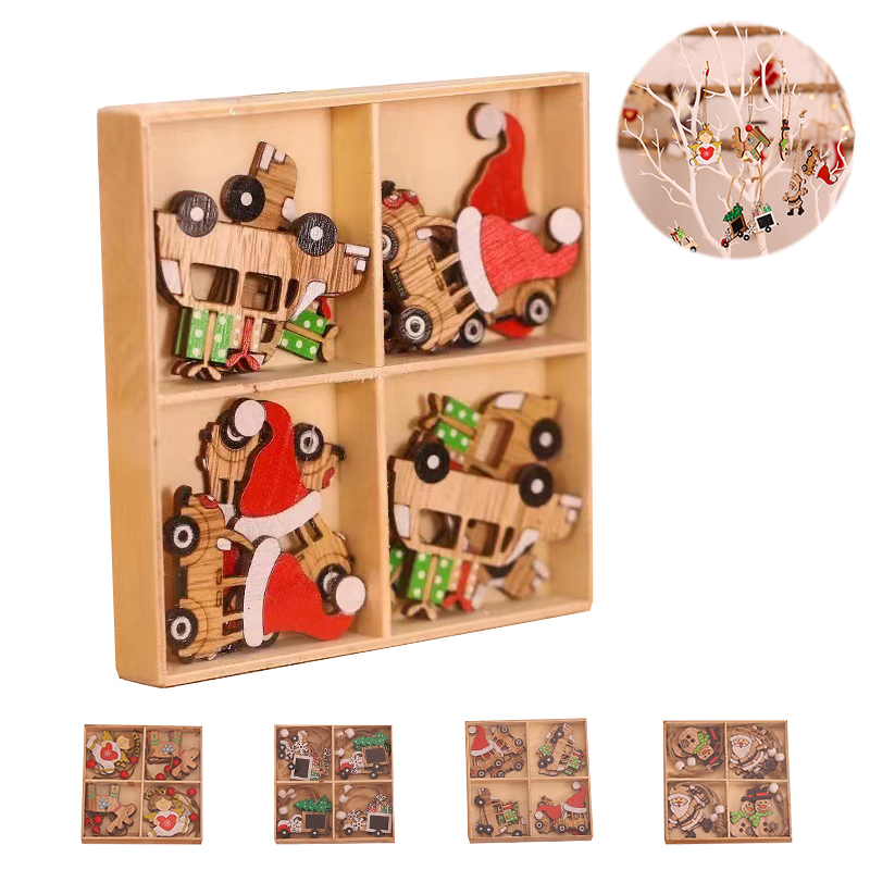 Hanging Christmas Wooden Ornament Set