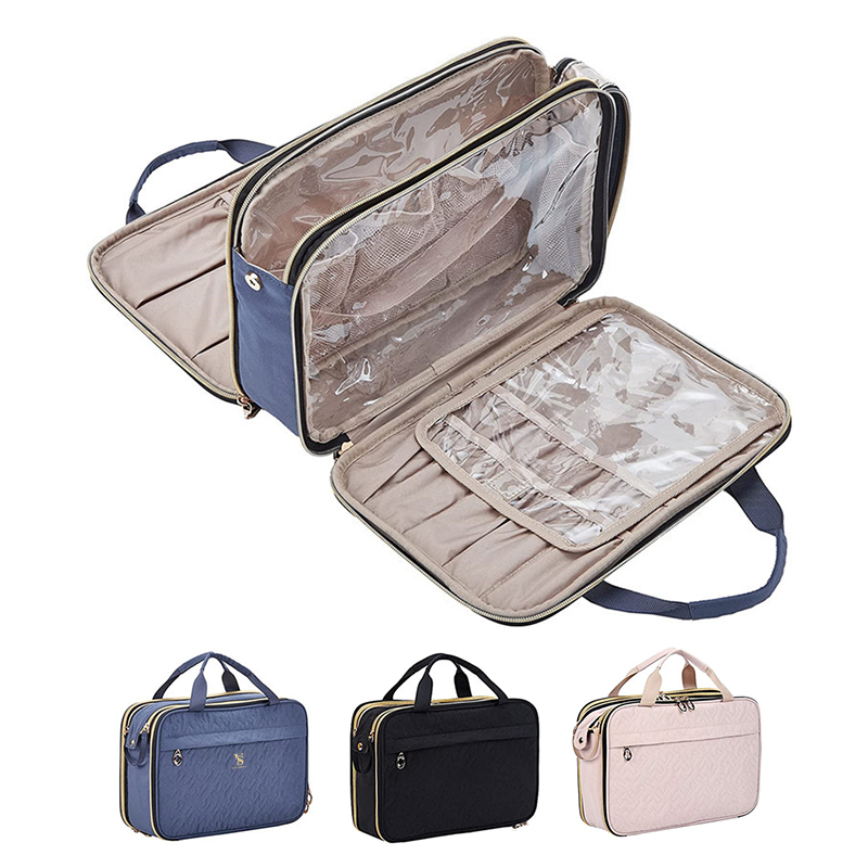 Travel Cosmetic Bag With Brush Storage